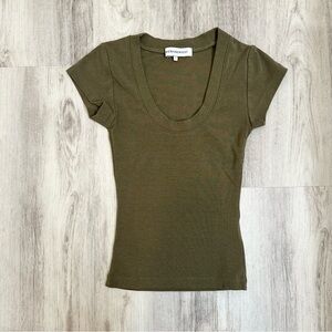 WeWoreWhat Scoop Neck Baby Tee Olive Green Size XS